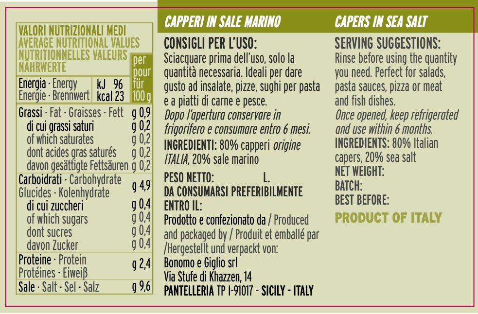 Capperi in Sale Marino – La Nicchia 500gr