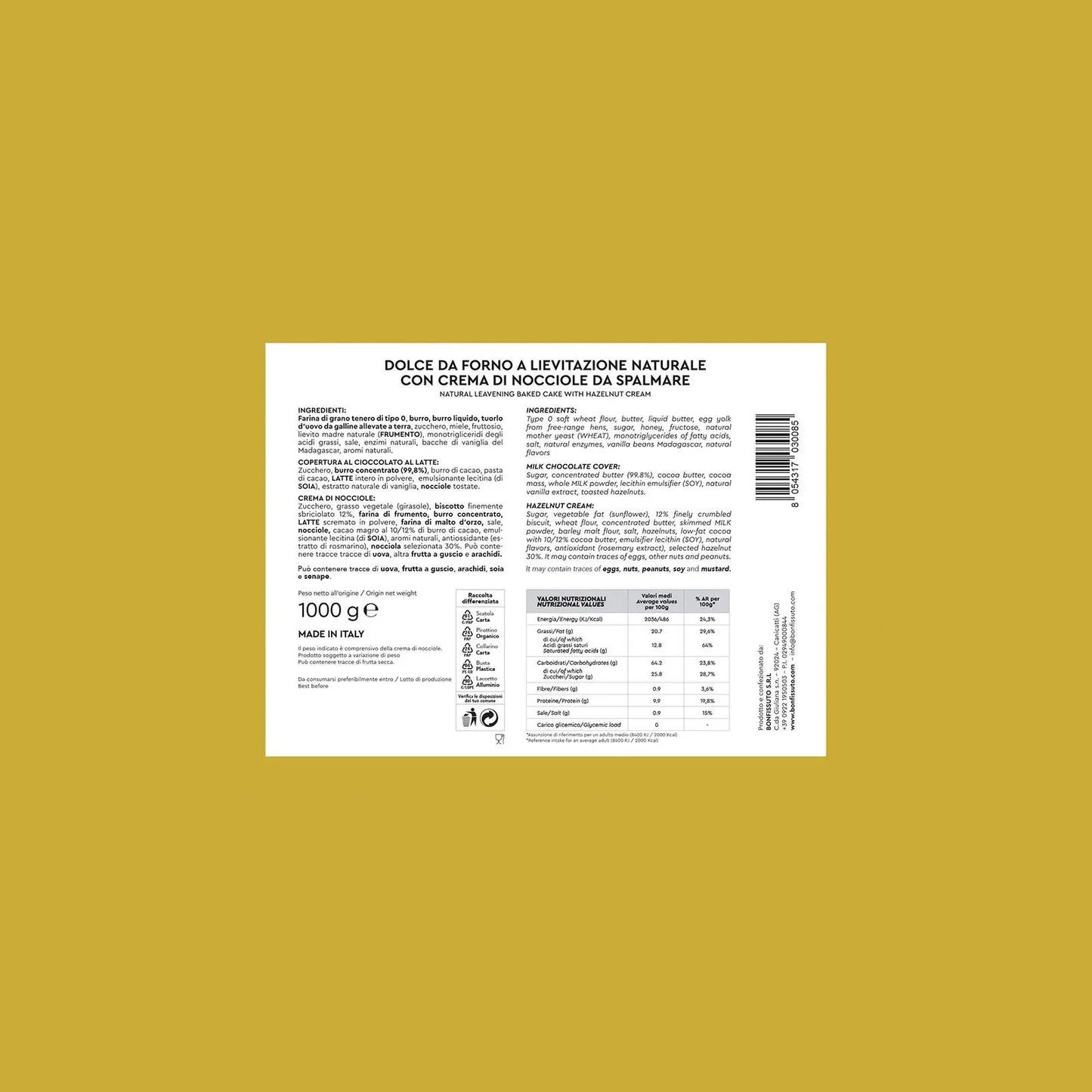 Colomba Nocciole Bonfissuto