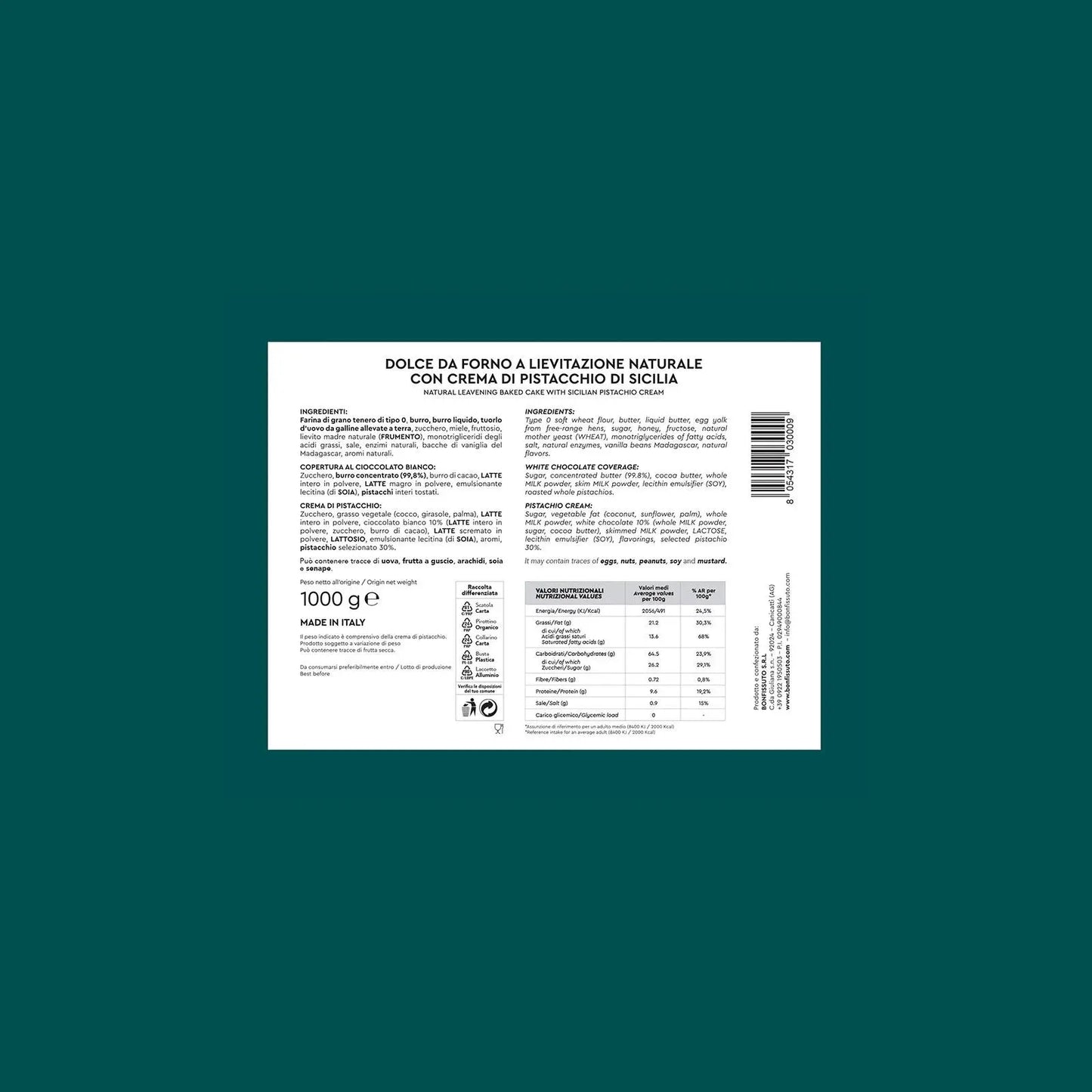 Colomba Pistacchio Bonfissuto