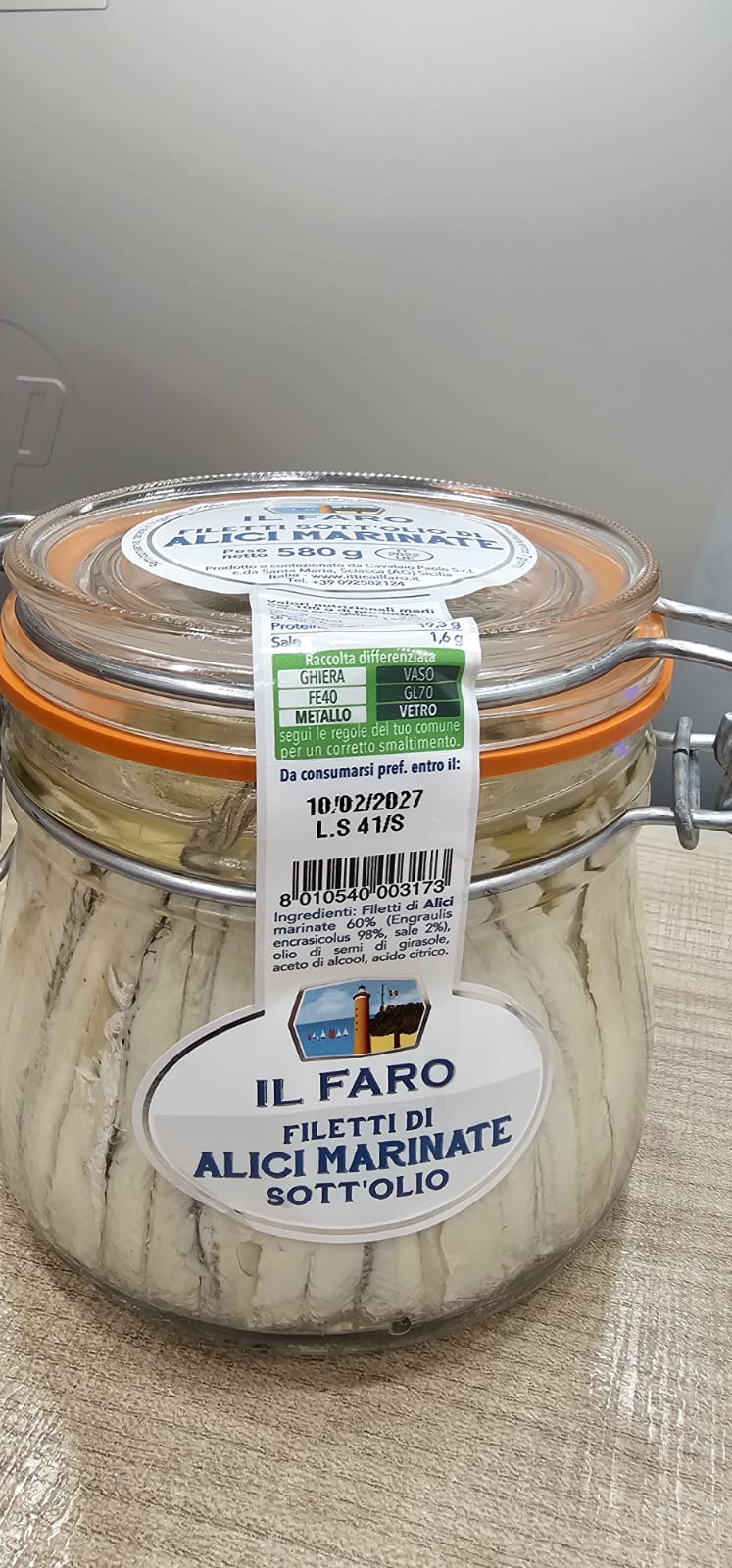 Filetti di Alici Marinate Sott'olio Il Faro 580gr – Sciacca