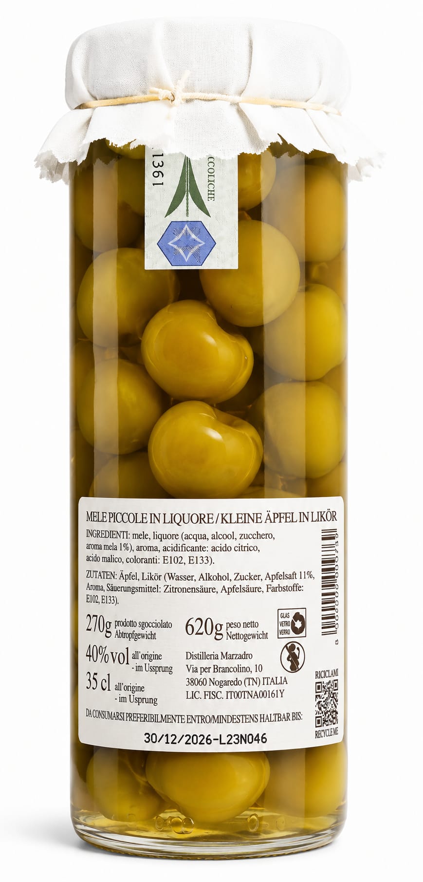 Mele Piccole in Liquore Marzadro – etichetta ingredienti