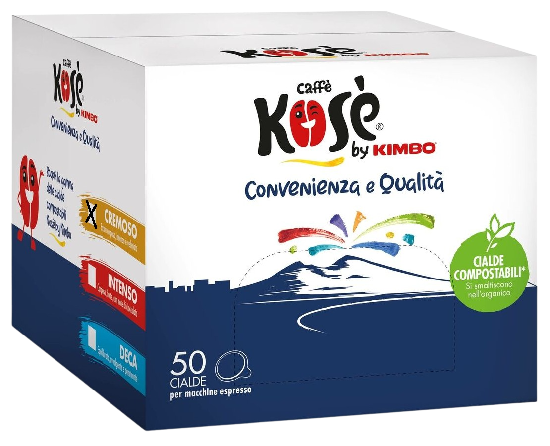 Kosè by Kimbo Cialde Caffè Compostabili ESE Cremoso -Confezione da 50 Cialde