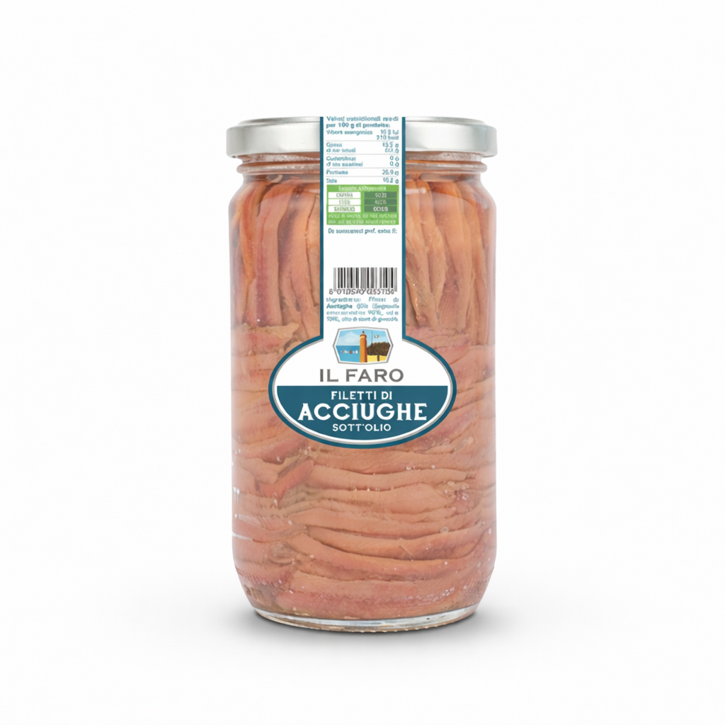 Filetti di Acciughe Sott'olio Il Faro – Formato Famiglia 720 g