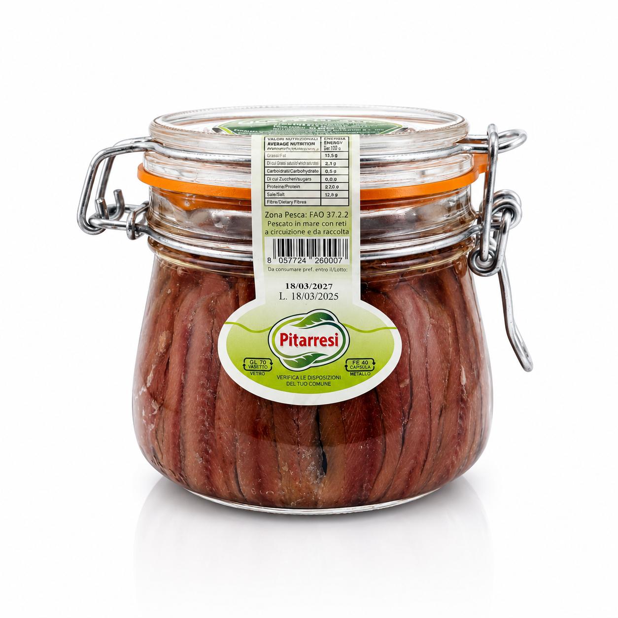 Acciughe Pitarresi 550g vasetto in vetro
