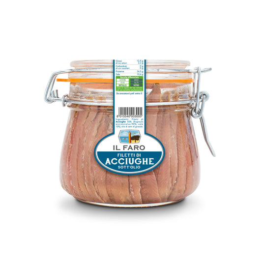 Filetti di Acciughe di Sciacca Sott’olio Artigianali 580 g