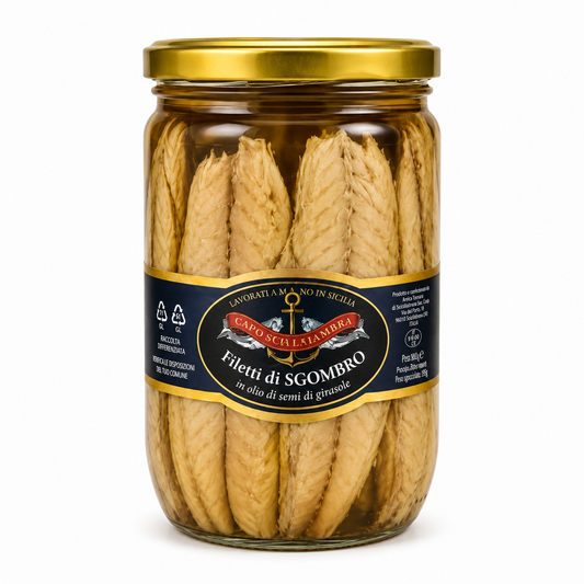 Filetti di Sgombro in Olio di Semi di Girasole 700g – Minchetti & Tiaimaro