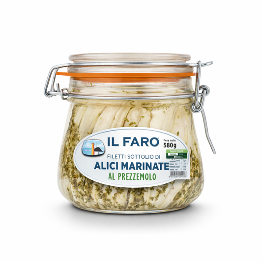 Filetti di Alici Marinate in olio di semi di girasole gr. 580 al prezzemolo