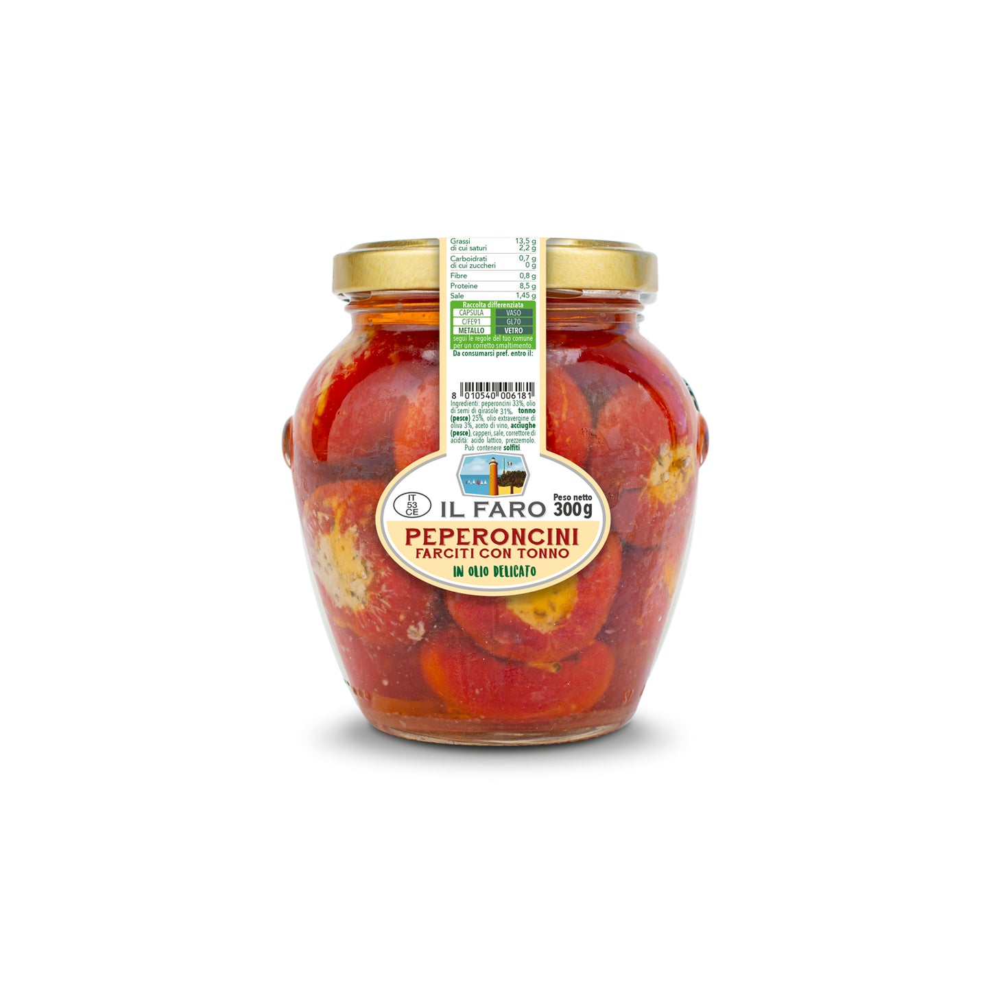 Peperoncini Farciti con Tonno in Olio Delicato gr. 300