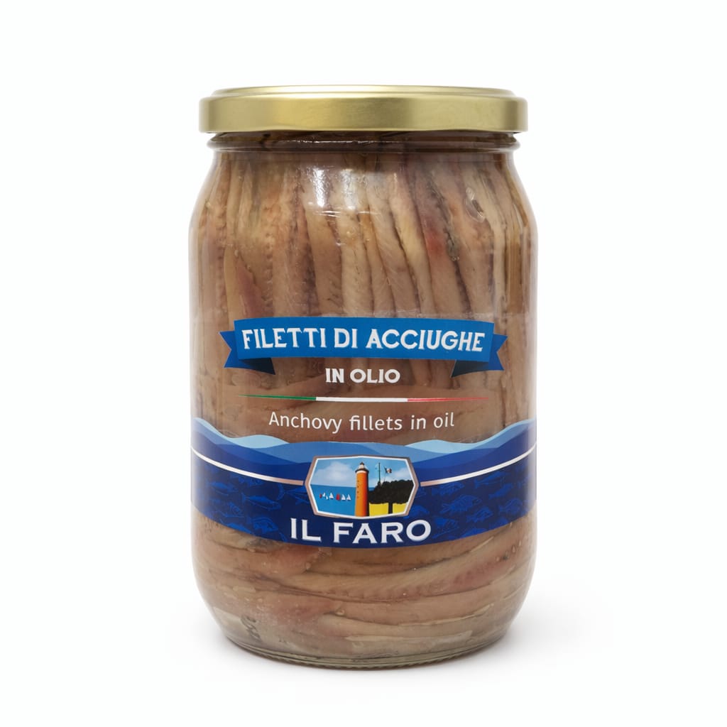 Filetti di Acciughe Sott'olio Il Faro – Formato Famiglia 720 g