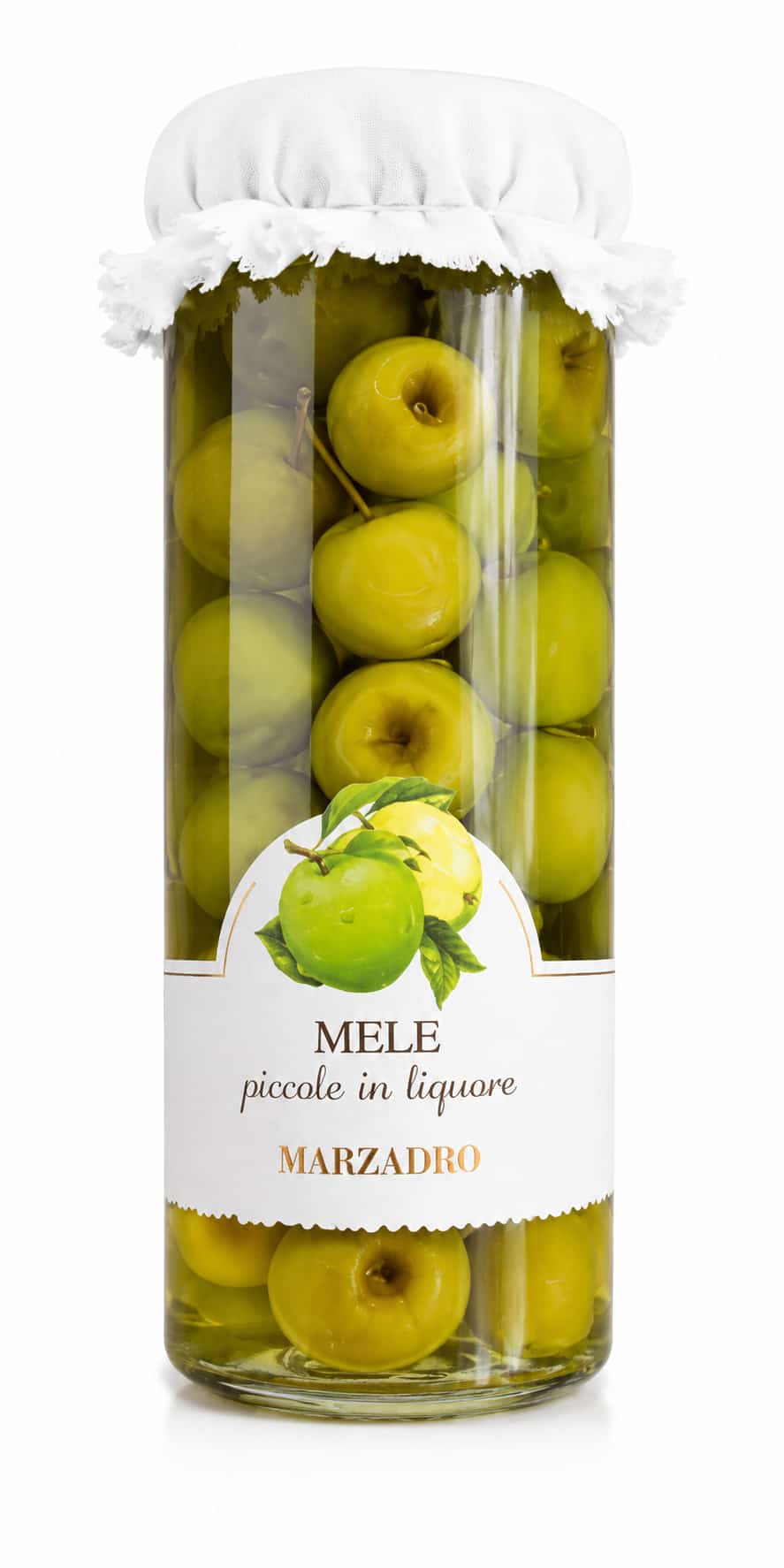 Mele Piccole in Liquore Marzadro – vista frontale