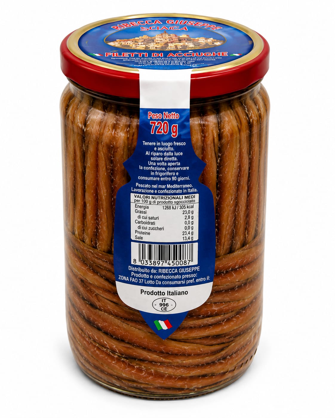 Filetti di acciughe Ribecca Giuseppe - barattolo 720g