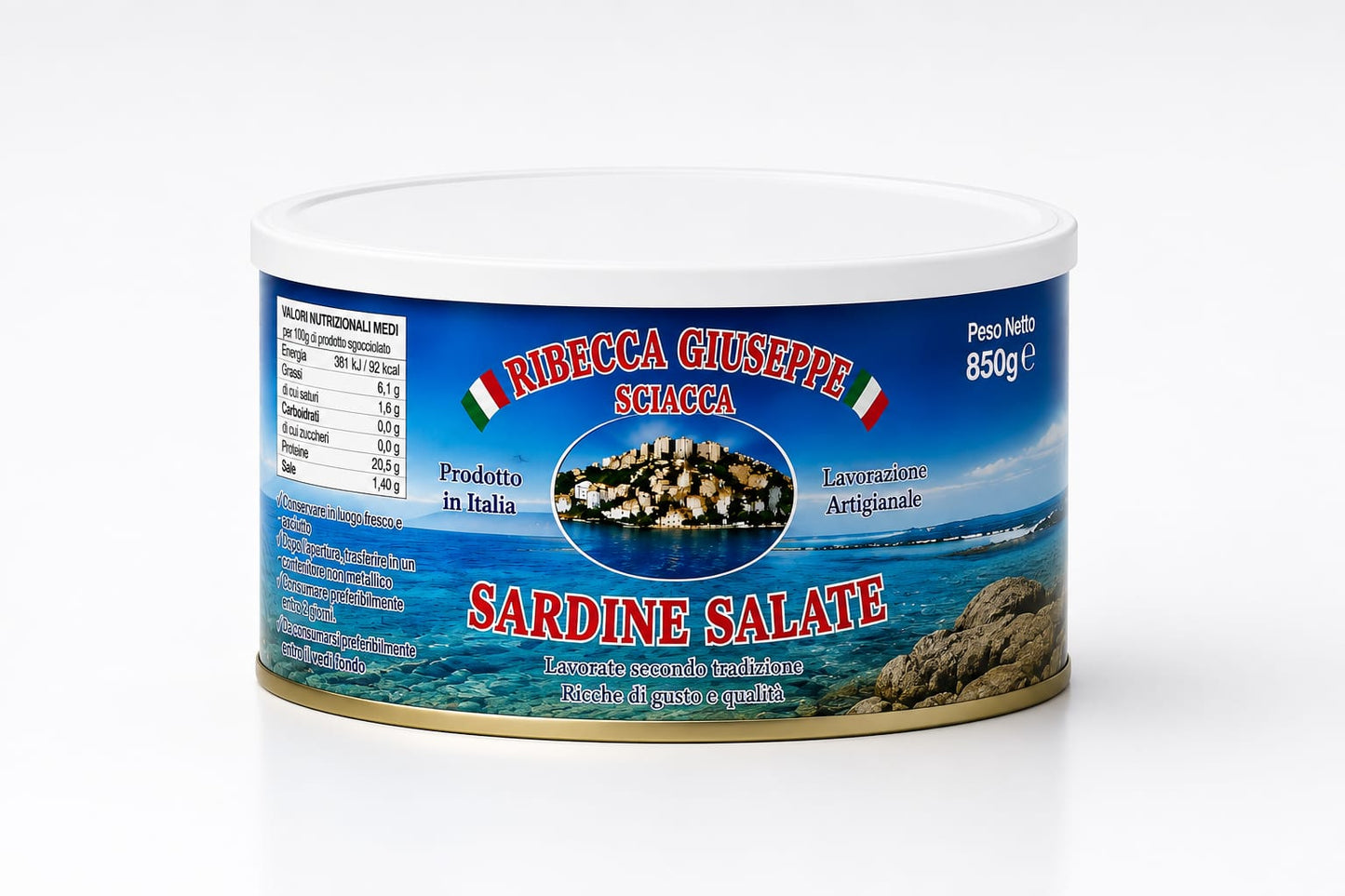 Sardine Salate Ribecca Giuseppe Sciacca 850g – lattina artigianale