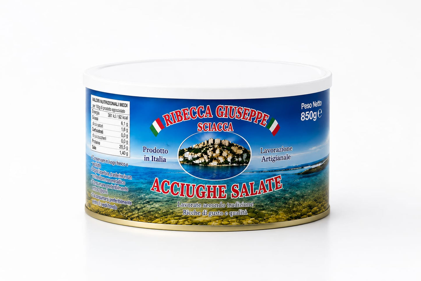 Acciughe Salate Ribecca Giuseppe Sciacca 850g – lattina artigianale