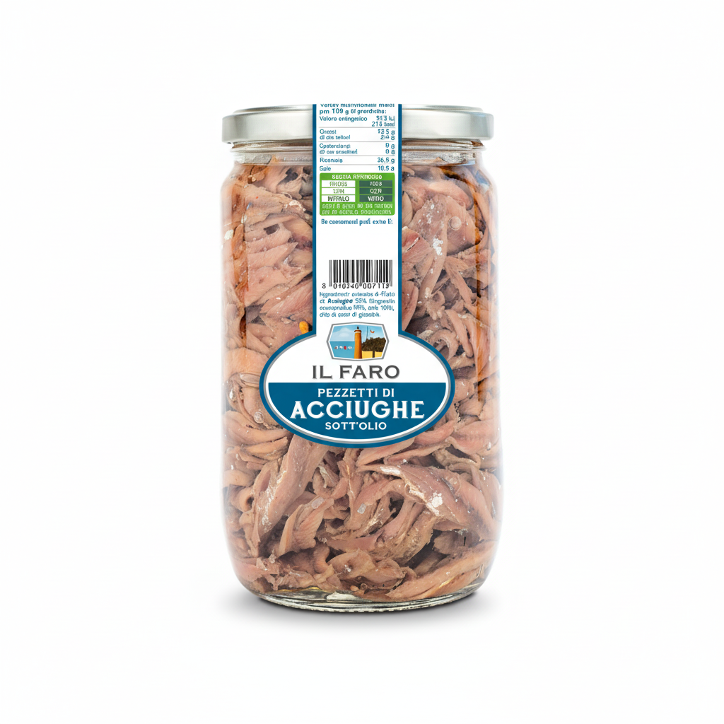 Pezzetti di Filetti di Acciughe in olio di semi di girasole 720g
