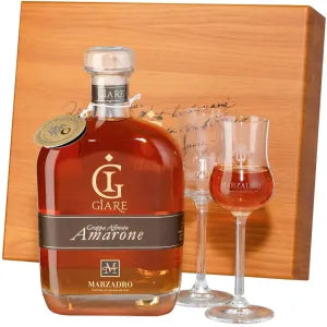 Le Giare Amarone In Astuccio Di Legno 70cl e 2 Bicchieri Tulipe
