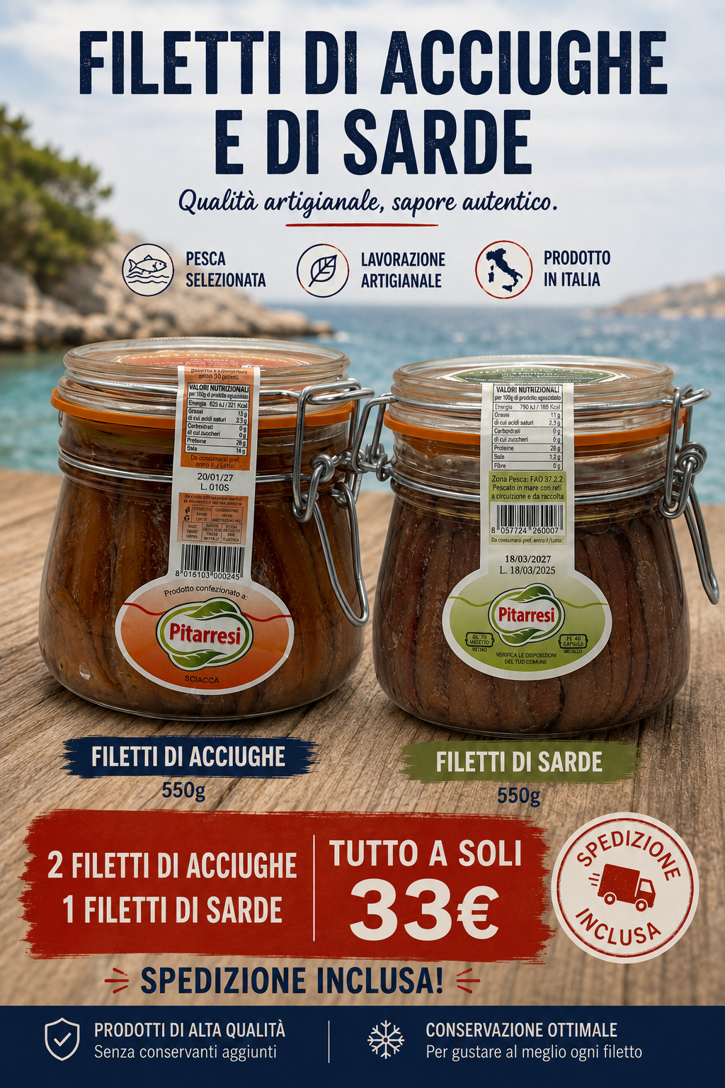 Offerta Speciale – Sarde + Acciughe Sott'Olio 550g