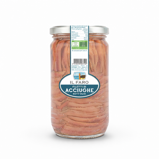Filetti di Acciughe Sott'olio Il Faro – Formato Famiglia 720 g