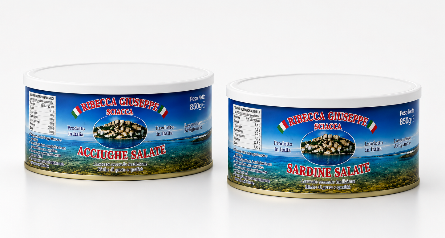 Acciughe Salate 850g + Sarde Salate 850gr  Sciacca