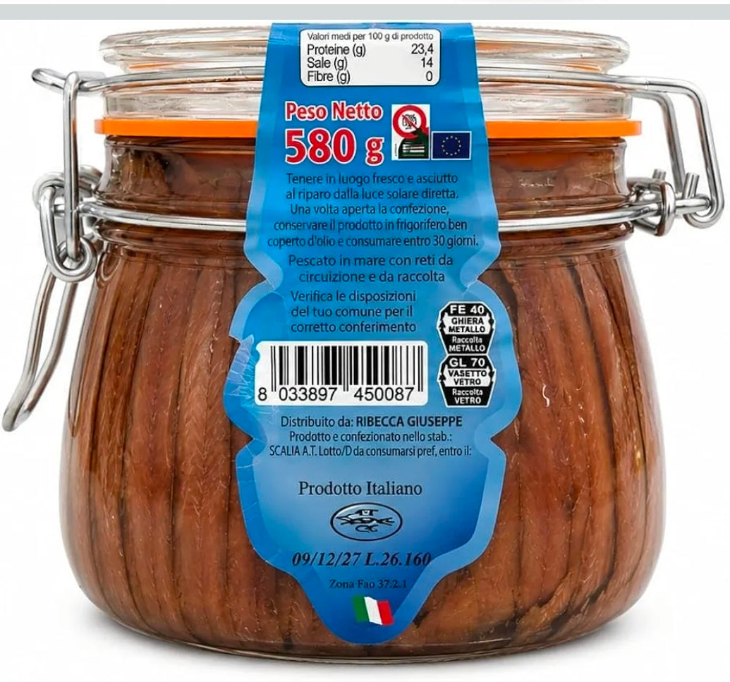 Acciughe Sott’Olio 580 g + Sarde Salate 850g – Confezione da 2 Pezzi
